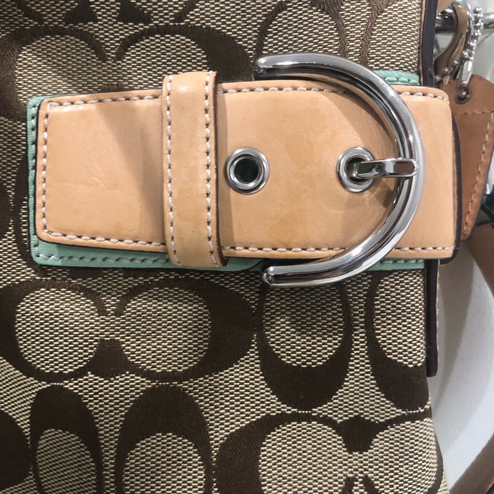 Coach handbag purse green mint monogram medium - Picture 4 of 7